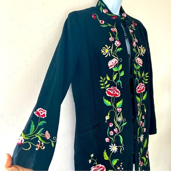 VICTOR COSTA VTG ASO Phoebe Buffay Alternative Floral Embroidered Jacket L - Picture 5 of 14